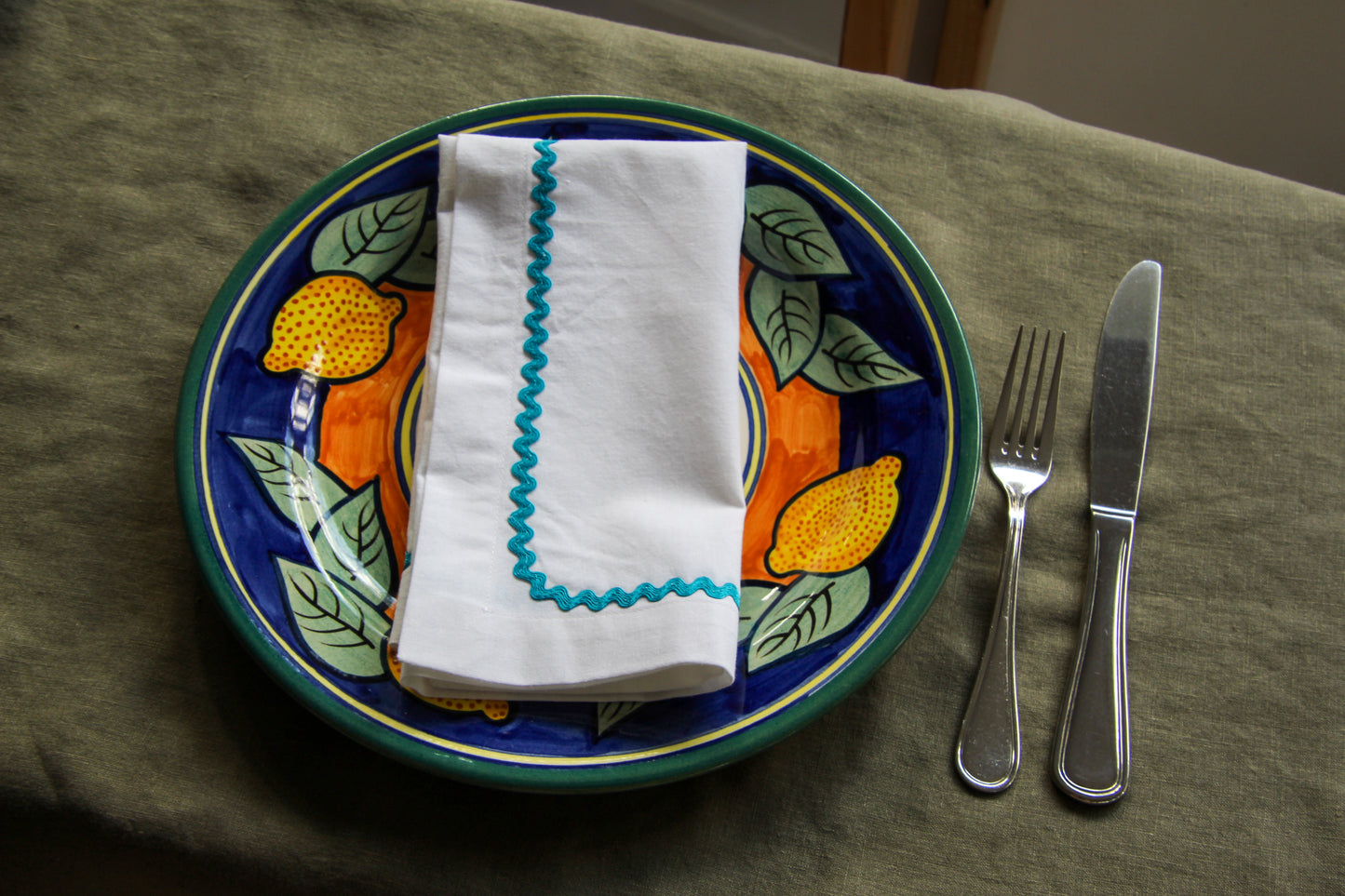 Single table napkin Teal Ric Rac